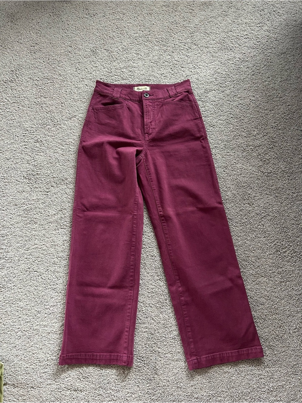 Madewell Emmett Wide Leg Pants in Wine, size petite 25, NEVER WORN